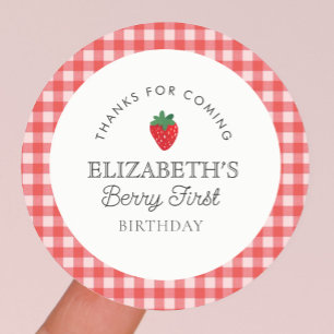 Strawberry Berry First Picnic Birthday  Classic Round Sticker