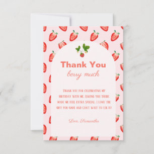 Strawberry Berry First Pink Birthday Thank You Card