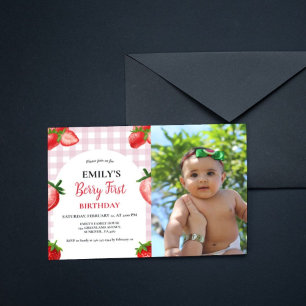 Strawberry Berry Girl 1st  Birthday  Berry Sweet Invitation
