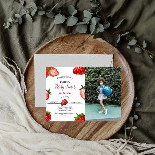 Strawberry Berry Girl any  Birthday  Berry Sweet Invitation