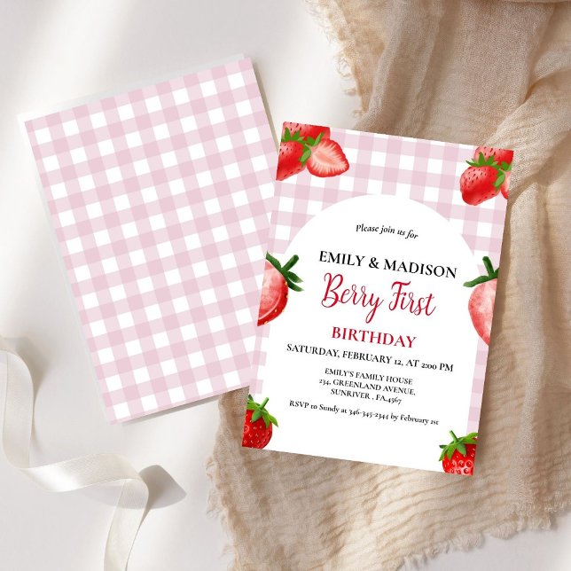 Strawberry Berry Girl First Birthday| Berry Sweet Invitation (Creator Uploaded)