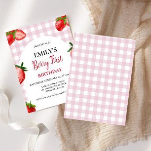 Strawberry Berry Girl First Birthday  Berry Sweet Invitation
