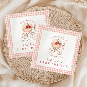 Strawberry Berry Loved Girls Baby Shower Napkin