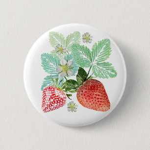Strawberry, berry, red, fresh, ripe, sweet, food, 6 cm round badge