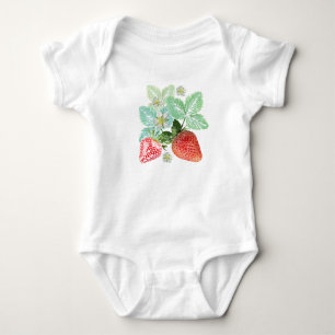Strawberry, berry, red, fresh, ripe, sweet, food, baby bodysuit