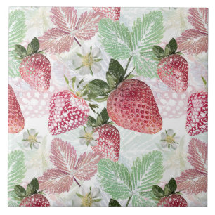 Strawberry, berry, red, fresh, ripe, sweet, food, ceramic tile