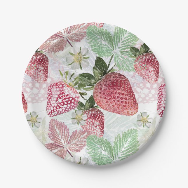 Strawberry, berry, red, fresh, ripe, sweet, food, paper plate (Front)