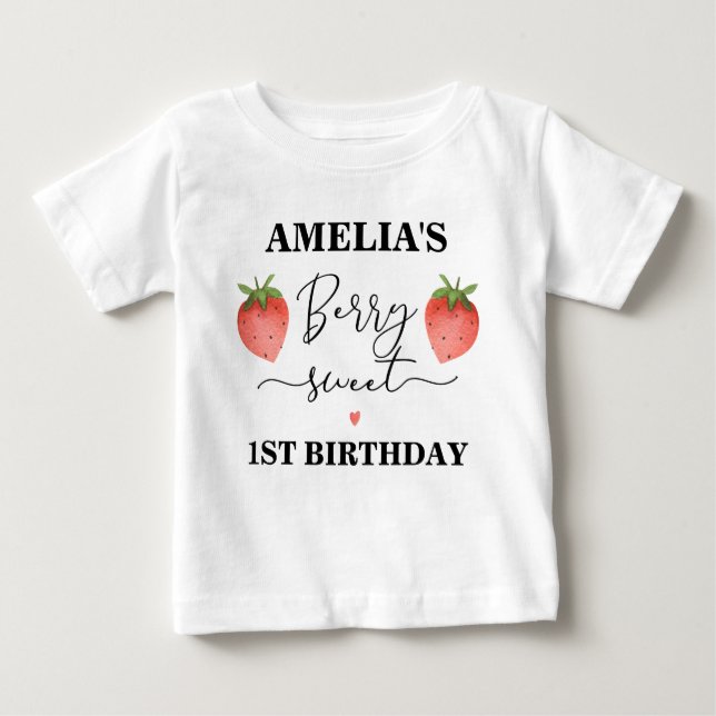 Strawberry Berry sweet 1st birthday t-shirt (Front)