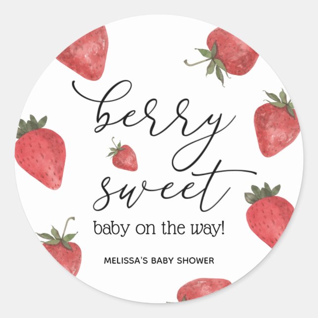 Strawberry Berry Sweet Baby Favour Classic Round Sticker (Front)