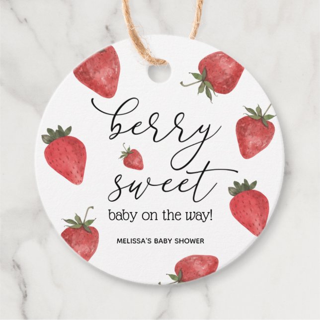 Strawberry Berry Sweet Baby Favour Tags (Front)
