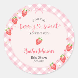 Strawberry Berry Sweet Baby Girl Baby Shower Classic Round Sticker