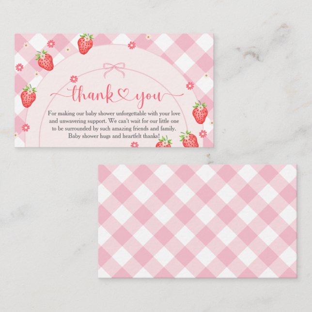 Strawberry Berry Sweet Baby Girl Baby Shower Enclosure Card (Front/Back)