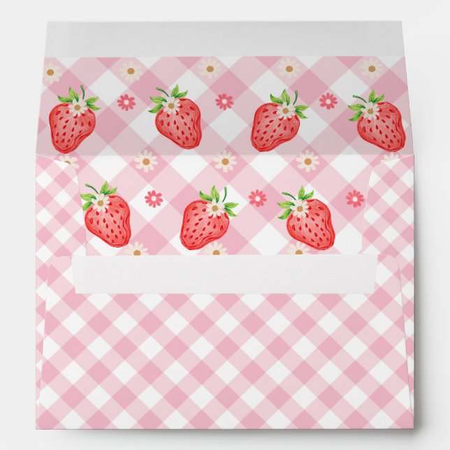 Strawberry Berry Sweet Baby Girl Baby Shower Envelope (Back (Bottom))