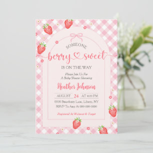 Strawberry Berry Sweet Baby Girl Baby Shower Invitation