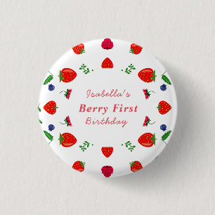 Strawberry berry sweet baby shower 3 cm round badge