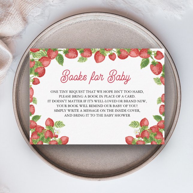 Strawberry Berry Sweet Baby Shower Books for Baby Enclosure Card (Creator Uploaded)