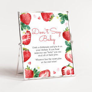 Strawberry Berry Sweet Baby Shower Don't Say Baby Poster