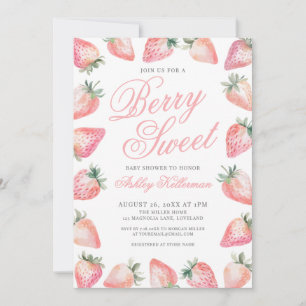 Strawberry Berry Sweet Baby Shower Invitation