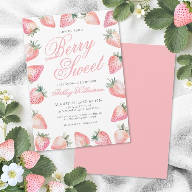 Strawberry Berry Sweet Baby Shower Invitation (Strawberry Berry Sweet Baby Shower Invitation)