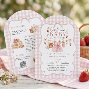 Strawberry Berry Sweet Baby Shower Invitation