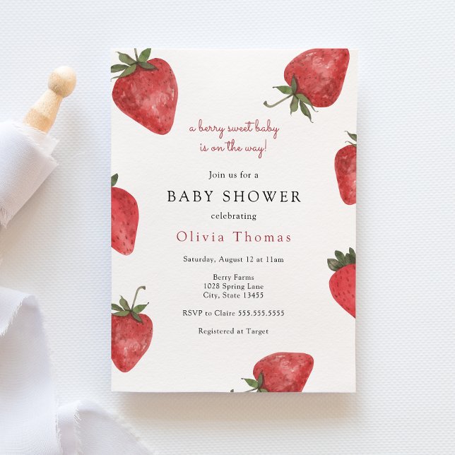 Strawberry Berry Sweet Baby Shower Invitation (Creator Uploaded)