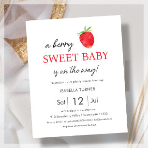 Strawberry Berry Sweet Baby Shower Invitation