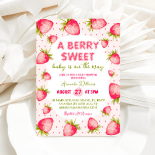 Strawberry Berry Sweet Baby Shower Invitation