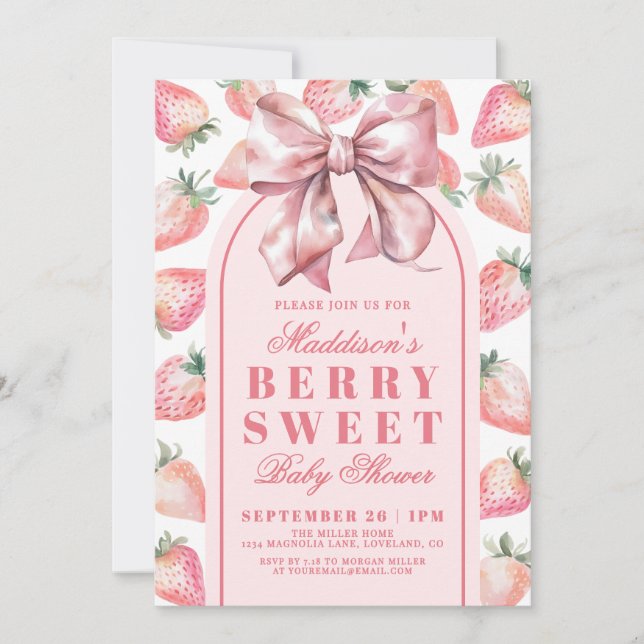 Strawberry Berry Sweet Baby Shower Invitation (Front)