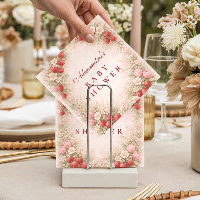 Strawberry Berry Sweet Baby Shower Napkin (Creator Uploaded)