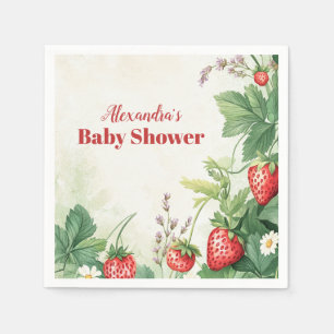 Strawberry Berry Sweet Baby Shower Napkin