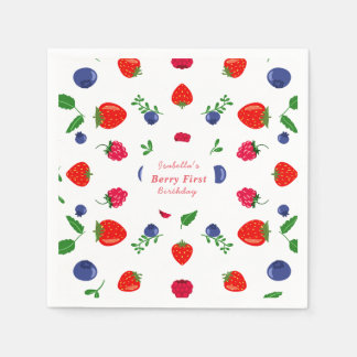 Strawberry berry sweet baby shower napkin