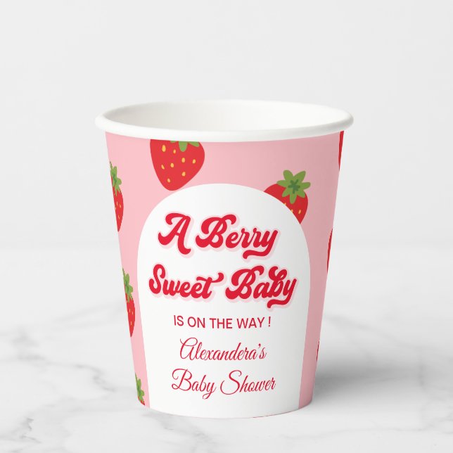 Strawberry Berry Sweet Baby Shower  Paper Cups (Front)
