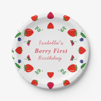 Strawberry berry sweet baby shower paper plate