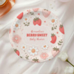 Strawberry Berry Sweet Baby Shower  Paper Plate<br><div class="desc">Elevate your baby shower dining experience with our Berry Sweet Strawberry Baby Shower Paper Plates. Designed to complement your party theme, these charming plates not only add a pop of colour to your table but also infuse every meal with the irresistible sweetness of strawberries. Our paper plates feature a stylish...</div>