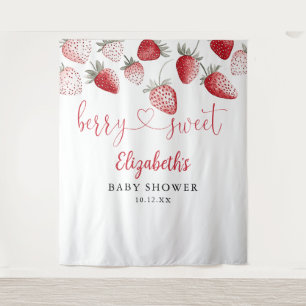 Strawberry Berry Sweet Baby Shower Photo Backdrop Tapestry
