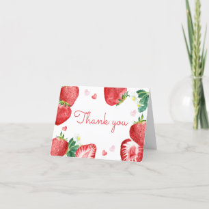 Strawberry Berry Sweet Baby Shower Thank You Card
