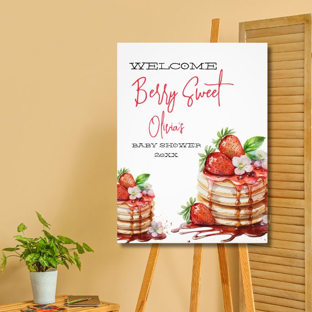 Strawberry berry sweet baby shower Welcome Sign (Creator Uploaded)