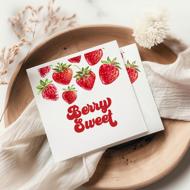 Strawberry Berry Sweet Birthday Napkin (Creator Uploaded)