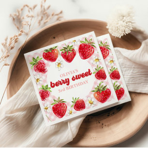 Strawberry Berry Sweet Birthday Napkin