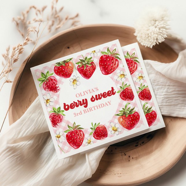 Strawberry Berry Sweet Birthday Napkin (Creator Uploaded)