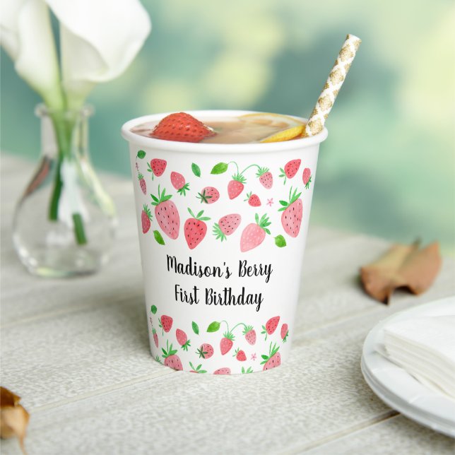Strawberry Berry Sweet Birthday Paper Cups (Insitu)