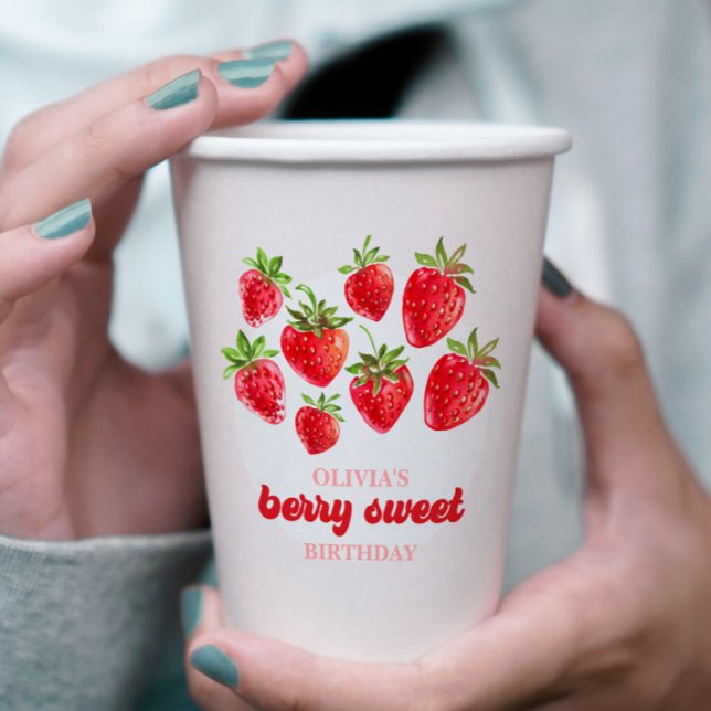 Strawberry Berry Sweet Birthday Paper Cups (Creator Uploaded)