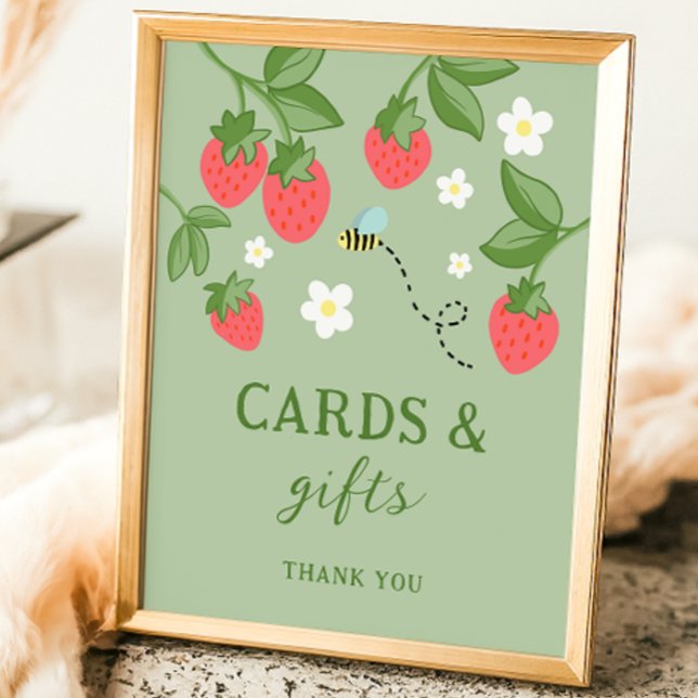 Strawberry Berry Sweet Birthday Party Sign Poster (Creator Uploaded)