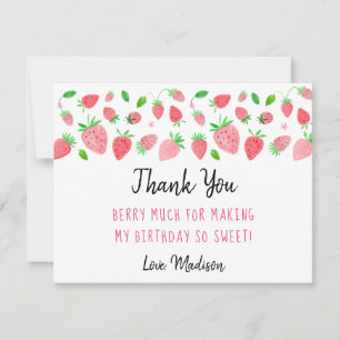 Strawberry Berry Sweet Birthday Thank You Card