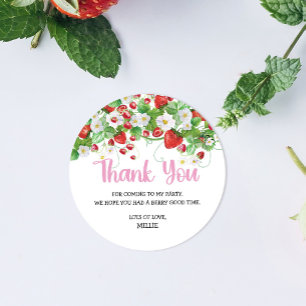 Strawberry Berry Sweet Birthday Thank You Classic Round Sticker