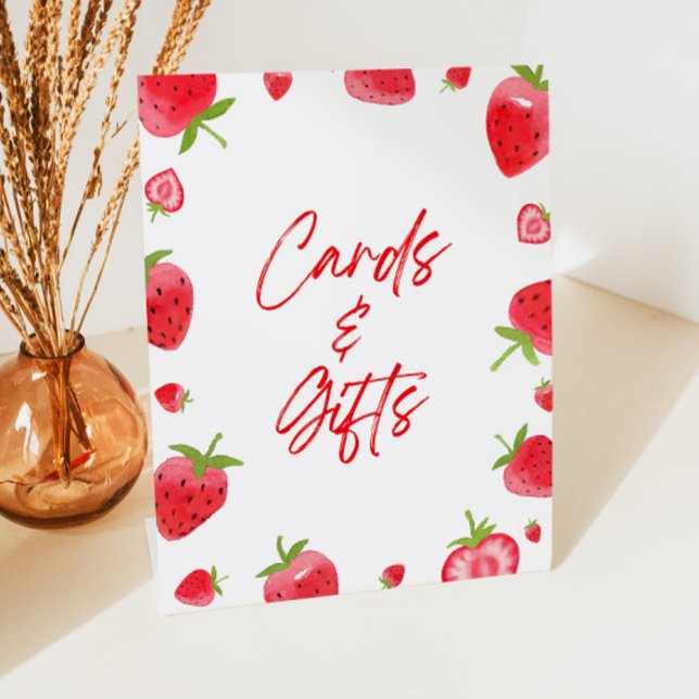Strawberry Berry Sweet Cards & Gifts Pedestal Sign (Creator Uploaded)