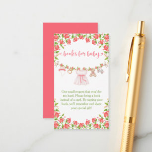 Strawberry Berry Sweet Clothesline Baby Shower Enclosure Card