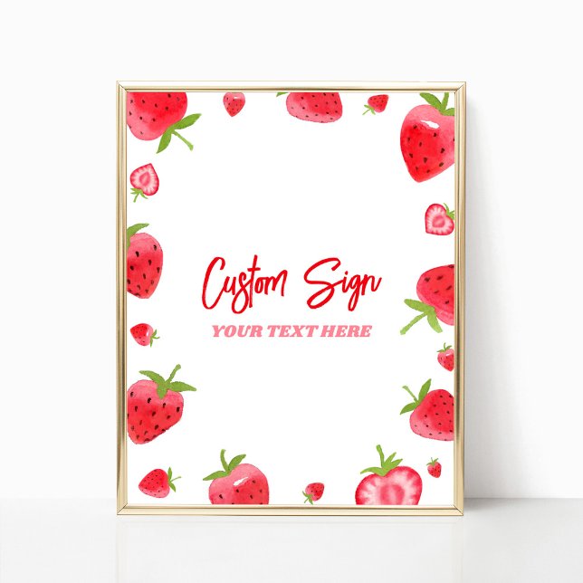 Strawberry Berry Sweet Custom Party Sign (Creator Uploaded)