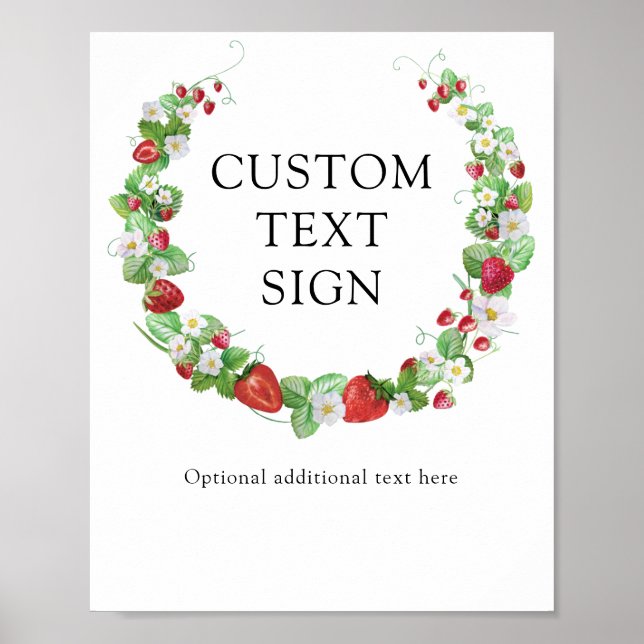 Strawberry Berry Sweet | Custom Text Baby Shower Poster (Front)
