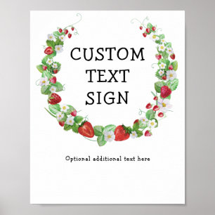 Strawberry Berry Sweet Custom Text Birthday Party  Poster